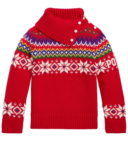 Ralph Lauren Polo Genser Bomull/Ull Fair Isle Rød m. Mbest Polo 6 år 116 Genser