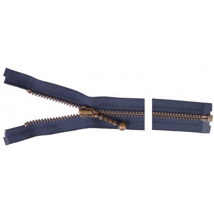 YKK Delbar Glidelås Antikk Messing 50cm 4mm Marine