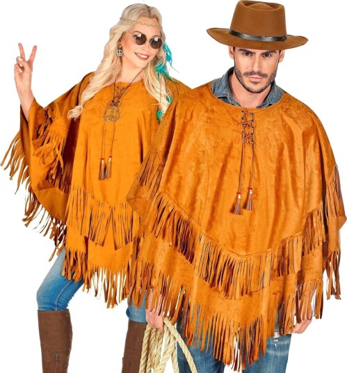Widmann Semsket Brun Poncho Unisex kostyme