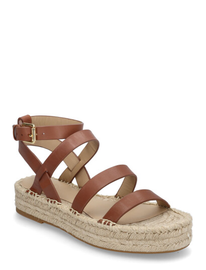 Lauren Ralph Lauren Polly Leather Gladiator Espadrille - Brown - 41