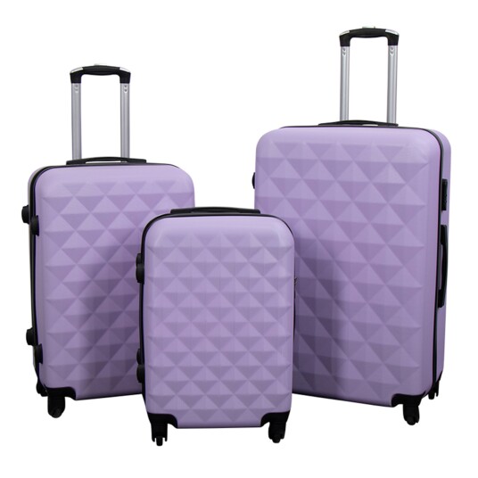 Borg Living Kofferter - sett med 3 stk. - Eksklusivt tilbud på hardcase koffertsett - Diamant lilla