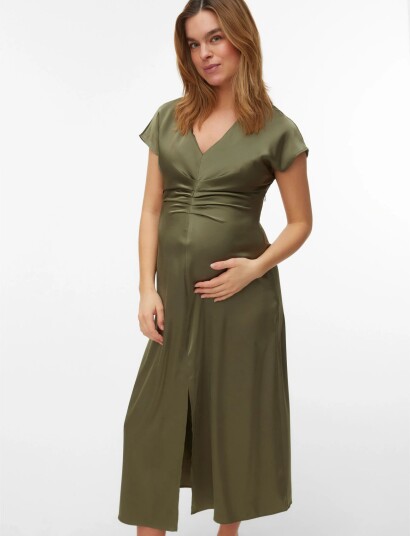 Vero Moda Maternity Vmmjosalina S/S 7/8 Dress Wvn Khaki green XL