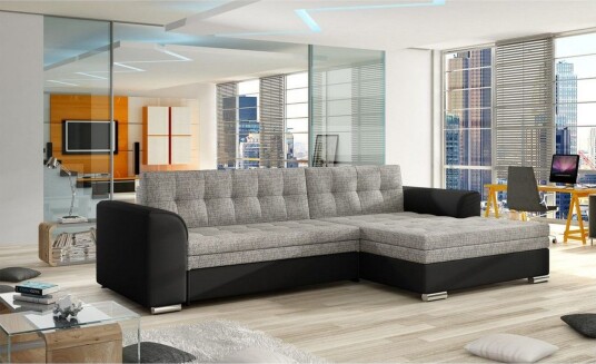 Seksjon Eltap Conforti 275x165x78 cm Berlin 01 Soft 11 Grå Svart Høyre