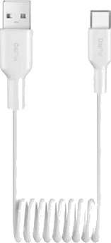 Puro USB A USB C 10W spiralkabel 1m hvit PUCAC10WSPWHI