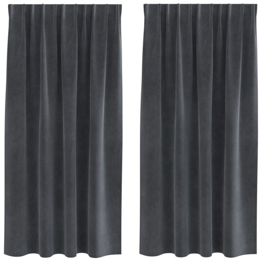  Gardiner med gardiner 2 pcs Lysegrå 140 x 175 cm Fløyel