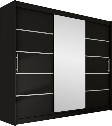 Sia Garderobe med Speil 250x215 cm - Svart