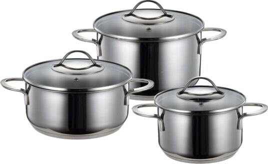 Modern House   Kitchen Essentials grytesett 3 deler 1,8/2,8/3,5L med lokk blank