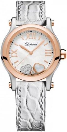 Chopard Dameklokke 278590 6005 Happy Sport Hvit/Lær Ø30 mm