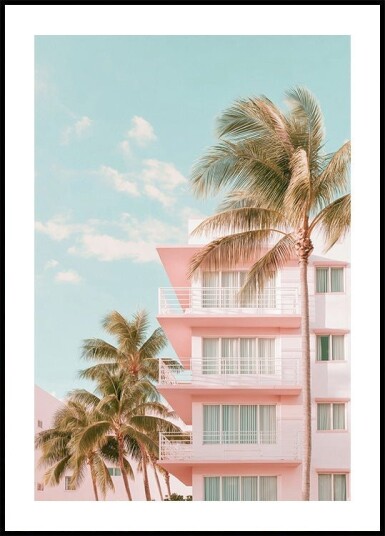 Pastel Building with Palm Trees Plakat Plakat / 30x40cm Pastel Building with Palm Trees Plakat Plakat / 30x40cm