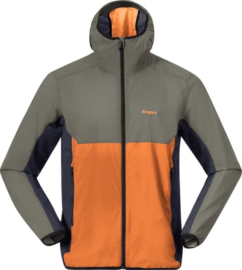 Bergans Men"s Vaagaa Windbreaker Jacket  Faded Orange/Green Mud/Navy Blue S