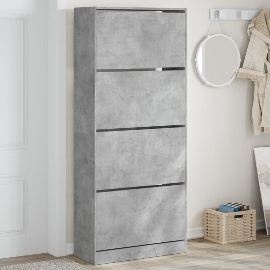 Skoskap med 4 vippeskuffer betonggrå 80x34x187,5 cm 8721012385757