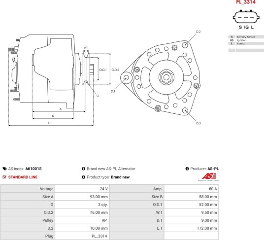 AS-PL A61001S Dynamo