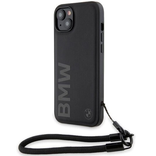 BMW Mobildeksel Signature Lærordmerke til iPhone 15 Plus / 14 Plus 6.7" Sort