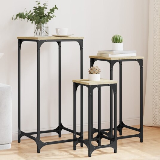 Stablebare sidebord 3 stk sonoma eik konstruert tre 8721012339903