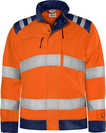Fristads 4067 GPLU Varseljakke Kl. 3 i Økologisk Bomull og Resirkulert Polyester - Varseloransje/Marineblå Fristads 4067 GPLU Varseljakke Kl. 3 i Økologisk Bomull og Resirkulert Polyester - Varseloransje/Marineblå