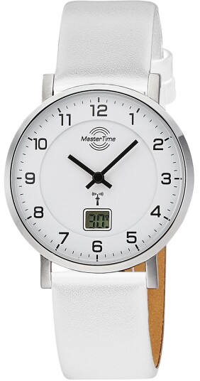 Master Time Dameklokke MTLA 10805 12L Funk Advanced Hvit/Lær Ø36 mm