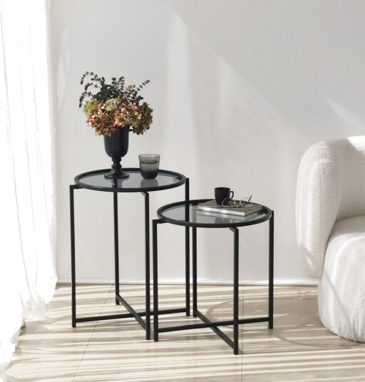 Akeno Sidebord 60x50 cm Svart - Hanah Home