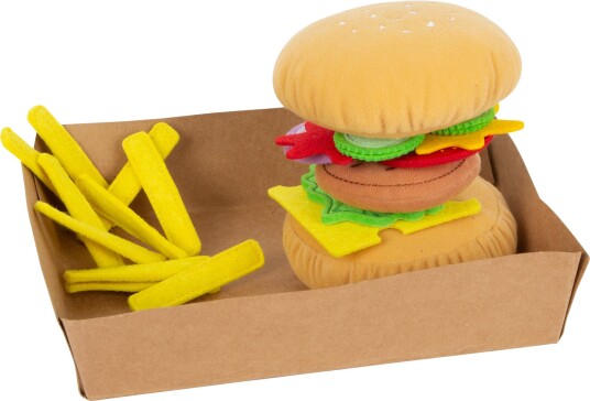 Small Foot BurgerOg Pommes Frites-sett I Filt 10 cm Fra 24 Måneder