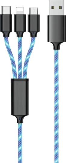 2Go 797315 1,5 M Usb B Usb C/Micro-Usb B/Lightning Sort Blå