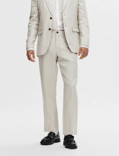 Selected Slhregular-Will Linen Trs Noos - Cream - 48 Selected Slhregular-Will Linen Trs Noos - Cream - 48