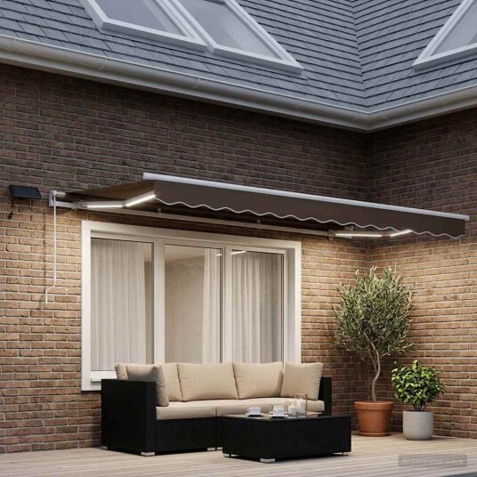 Uttrekkbar markise Gråbrun 300 x 250 cm Stoff og Aluminium