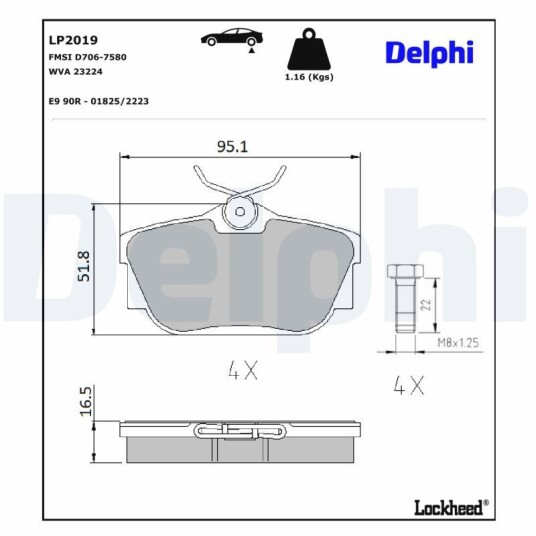 Bremseklosser DELPHI LP2019