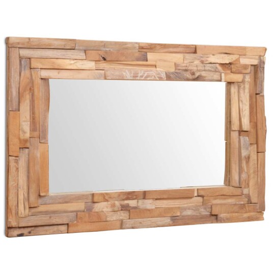 vidaXL Dekorativt speil teak 90x60 cm rektangulært
