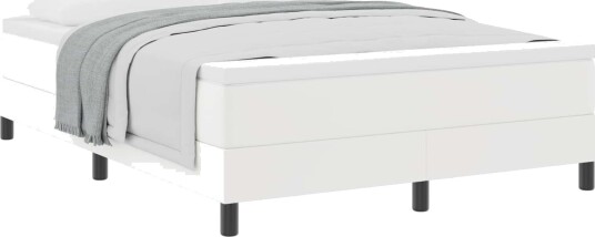 Box Spring Seng med madrass Hvit 160x200 cm Syntetisk Lær