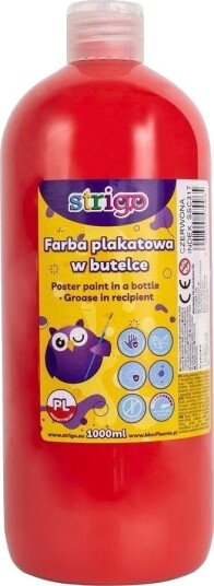 Strigo Fargeplakatmaling I Flaske Strigo, 1000 Ml Rød Strigo Fargeplakatmaling I Flaske Strigo, 1000 Ml Rød