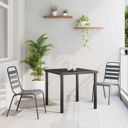 vidaXL Hage Spisegruppe 3 pcs Antrasitt Pulverlakkert stål