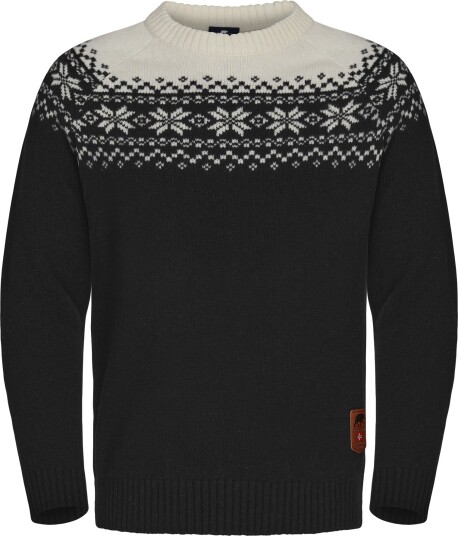 Gridarmor Men"s Snøkrystall Round Neck Ullgenser Black/White 3XL