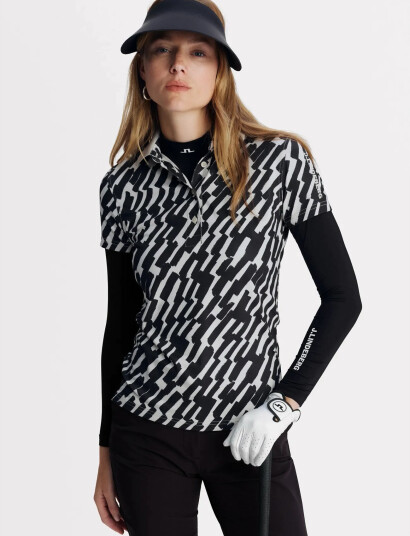 J. Lindeberg Tour Tech Print Polo Black S J. Lindeberg Tour Tech Print Polo Black S