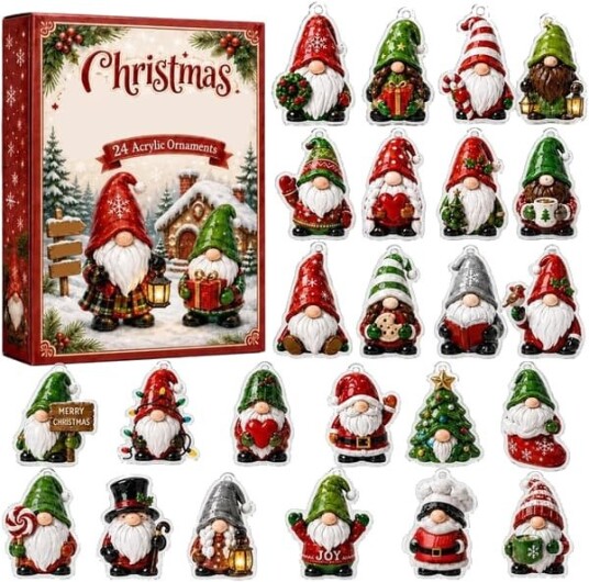 Adventnisse Julekalender 2026 Nedtellingskalender til Jul 2D Akryl 24 Dager Akrylpynt Nisseanheng