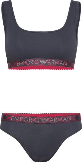 Emporio Armani | Ladies Knitted Bralette Bra & Brazilian Brief | XS