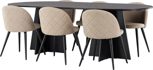 Spisegruppe Venture Home Bootcut Oval med 6 Velvet Stoler