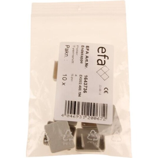Endekappe Ek C 4 For 4Pol 10 Og 16mm² Samleskinne Efa