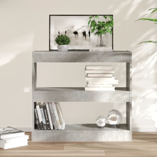 vidaXL Bokhylle/romdeler betonggr? 80x30x72 cm