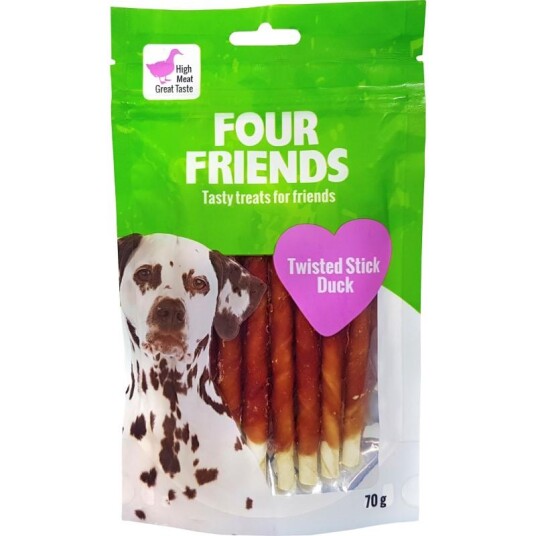 Four Friends Tyggepinner med And 25 cm - 4 stk til Hund
