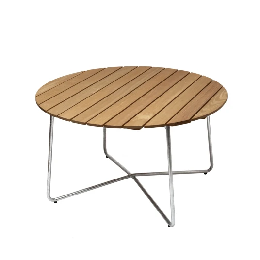 Grythyttan Stålmöbler 9A spisebord Oljet eik varmgalvanisert stativ Ø120 cm