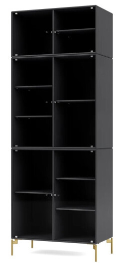 Montana Ripple IV vitrineskap 69,6 x 187,2 x 38 cm Anthracite-ben brass