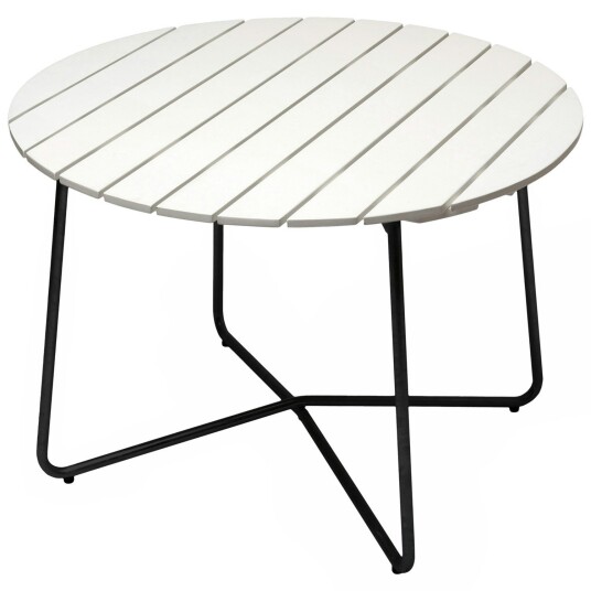 Grythyttan Stålmöbler Grythyttan Stålmöbler 9A Bord Ø100 cm White lacquered Eik / Sort