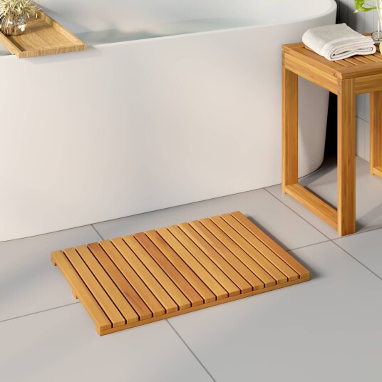 vidaXL Badematte Ensfarget Brun 60 x 40 cm Solid akasietre