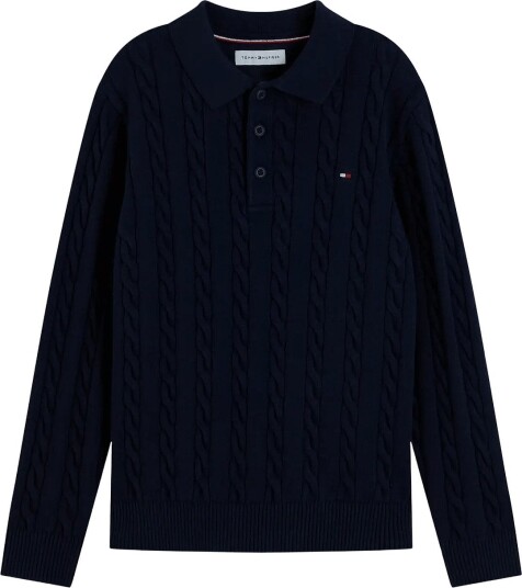 Tommy Hilfiger Cotton Cable Polo Sweater Navy 164