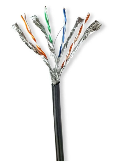 Nedis CAT7 Nettverkskabel 100m S/FTP Utendørs Sort Rund Nedis CAT7 Nettverkskabel 100m S/FTP Utendørs Sort Rund