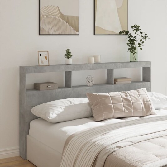  Hodegavl skap med LED betonggrå 180x17x102 cm 8721012465282