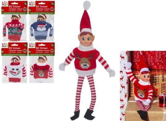 Elves Behavin" Badley Elf Deluxe Strikket Sweater 4 Asst.