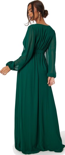 Goddiva Long Sleeve Chiffon Dress