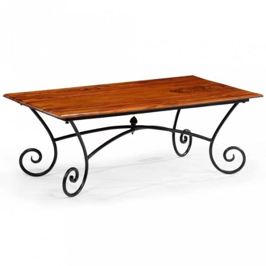 Salongbord med kurvede ben heltre indisk rosentre - 110x60x