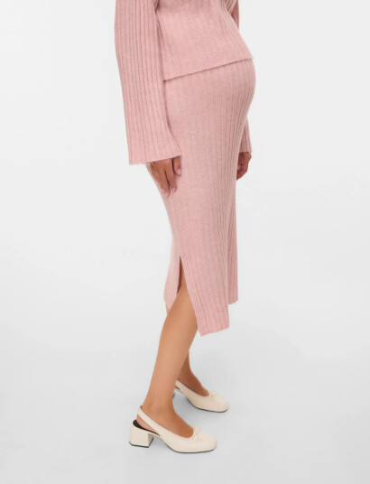 Mamalicious Mlmonique Hw Knit Skirt - Pink - XL