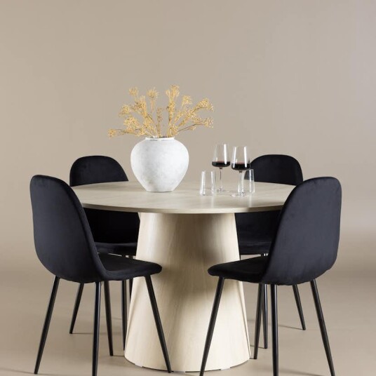 Spisegruppe Venture Home Lanzo Ø120 med 4 stk Polar Stoler Fløyel